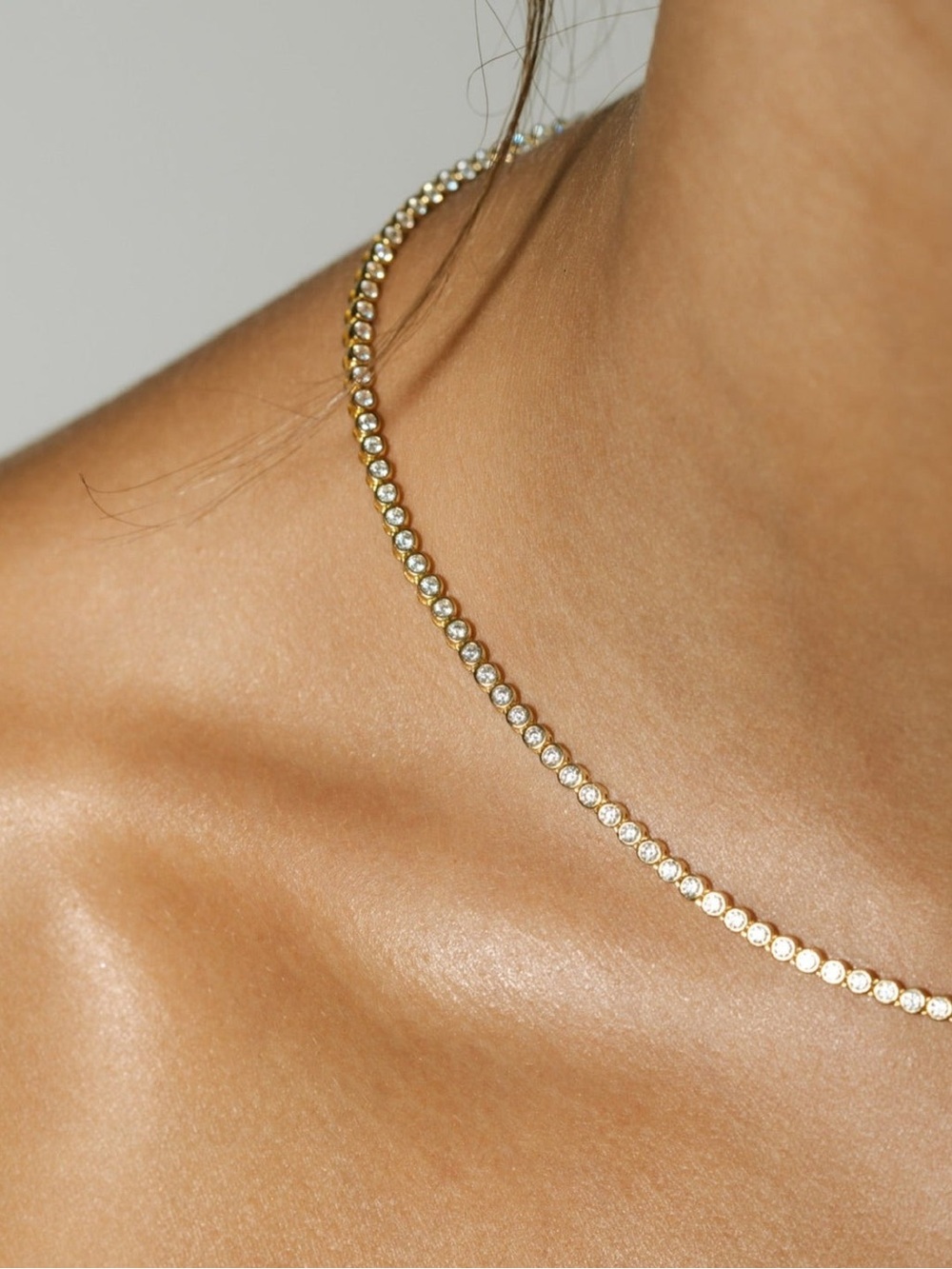 Melanie Auld Benzel Set Tennis Necklace in Gold